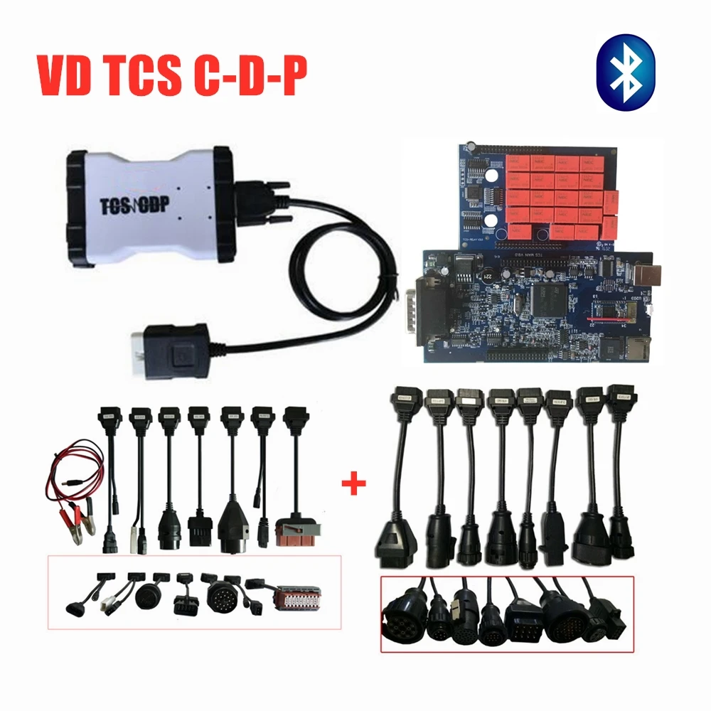 Vci синий PCB vd tcs c-d-p 2016R0 с bluetooth диагностический obd vd ds150e c-d-p obd2 для delphis сканер+ автомобиль/грузовик кабель
