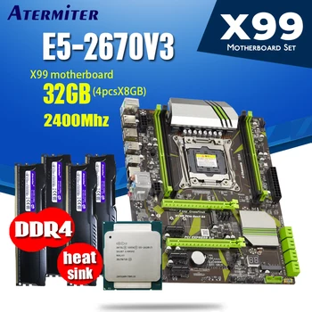 

atermiter X99 motherboard CPU processor heat sink RAM set with intel Xeon E5 2670 V3 4pcs * 8GB = 32GB 2400MHz DDR4 memory PC4