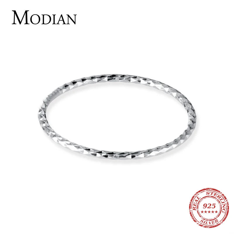 Modian-정통  라운드 서클 슬림 핑거 링 여성용, 심플한 기하학 반지 패션 고급 주얼리 비쥬