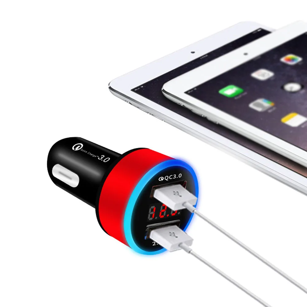 1 шт., DC12V-24V, USB, два порта, цифровой дисплей, автомобильное зарядное устройство, запчасти для прикуривателя