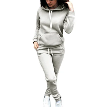 

Autumn Winter Hoodies Set Women 2 Piece Set Tracksuit Solid Hoodies Pants Pullovers Femme Sweatshirt SportSuit Plus Size