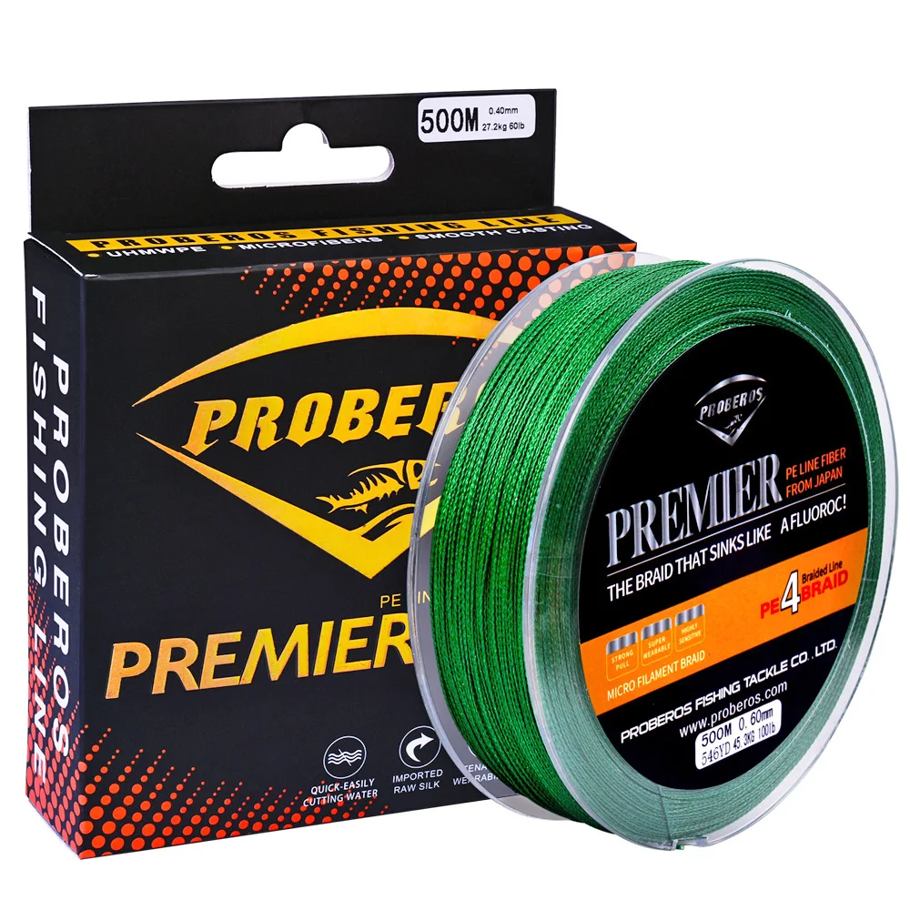 

Songrui Fishing Gear 4 Series 500 M Dyneema Fishing Line 6-Color PE Line 0.4 #-10 # Weaving Mainline Colored Door Sill Boxed