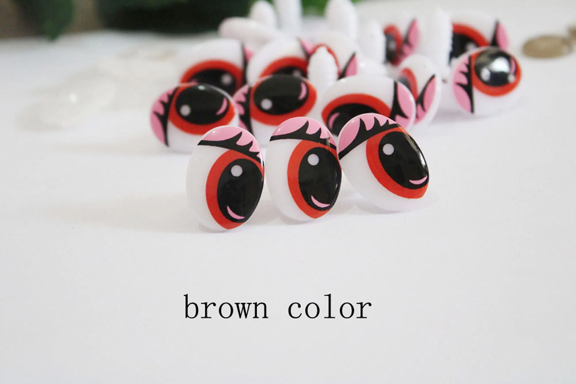 bronw color 1000 шт./лот, 15x20 мм, дизайн, чистый принт, Мультяшные игрушки, безопасные глаза+ шайба для плюшевой куклы, фурнитура-цвет на выбор - Цвет: bronw color