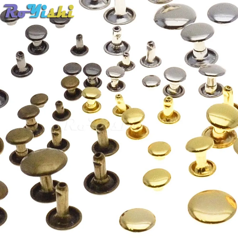 100Pcs Metal Round Double Cap Rivets Studs for Leather Craft and Accessories