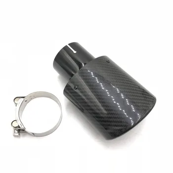 

Car styling Oval Slanted carbon black Exhaust Tip Glossy Carbon Fiber muffler Exhaust tip muffler pipe Tailpipe For Akrapovic