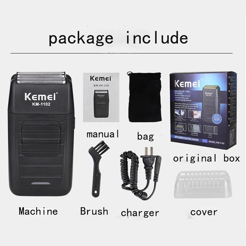Kemei KM-1102 перезаряжаемая Бритва для мужчин уход за лицом многофункциональная Бритва мужская сильная бритва