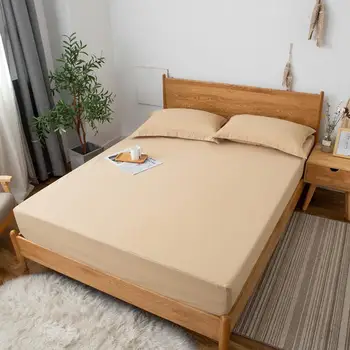 

Waterproof Bedding Set 1 Pcs Fitted Sheet and 2 Pilliwcase Bed Sheet Polyester Mattress Cover King Queen Full Twin Size Bedsheet