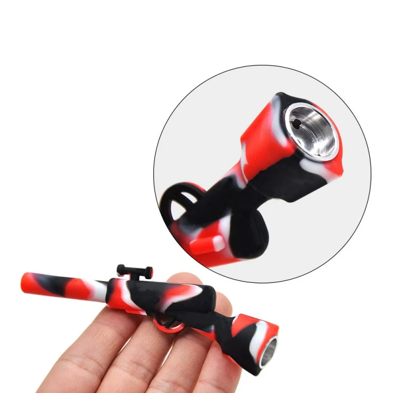 

110mm Funny Gun Shape Slicone Smoking Pipes Portable Creative Disguised Smoking Pipe Herb Tobacco Pipes Smoking Accessories