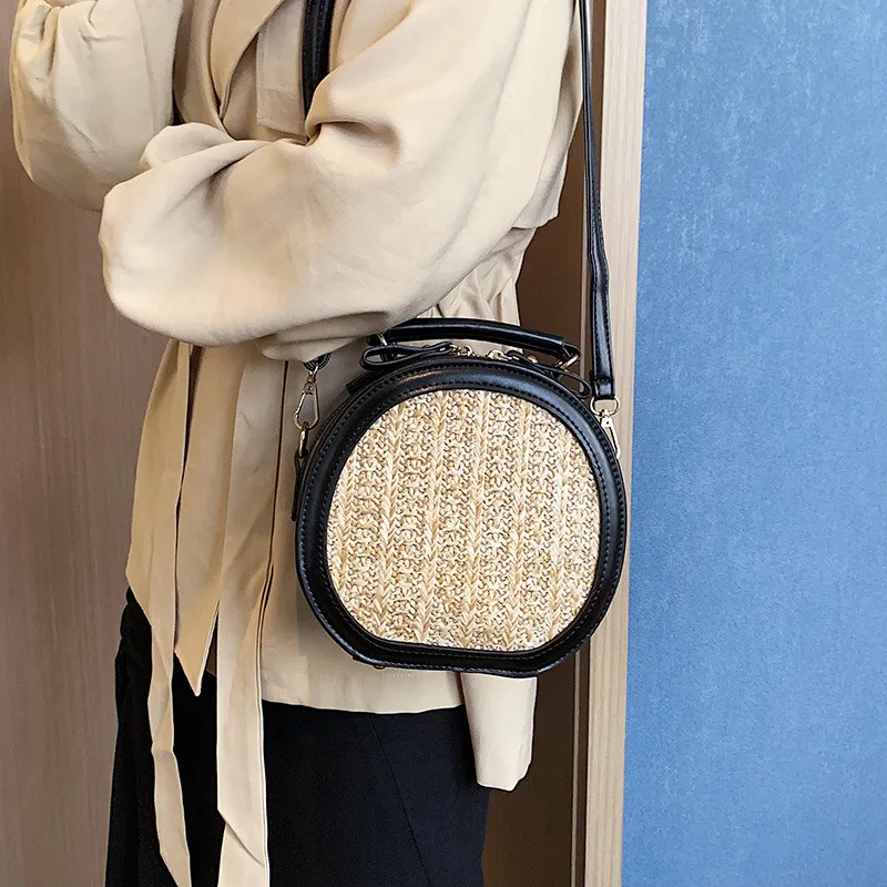

2019 New Style European And American Minimalist Pu Box Versatile Trend WOMEN'S Bag Straw Handbag Crossbody Bag