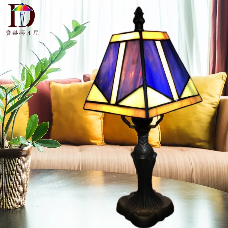 

Tiffany Lighting Glass Lamps Bedroom LED Desk Lamp Eye Protection Mediterranean Creative Cute Small Night Lamp Hot Selling