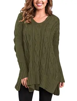 

Lugentolo Women Sweater Autumn and Winter New Solid Color V-neck Casual Loose Knit Head 6 Color