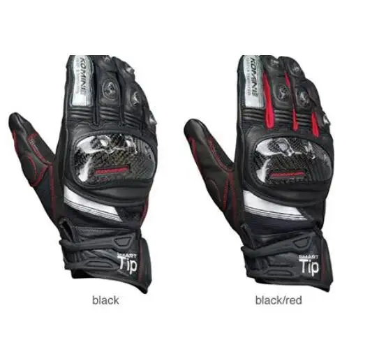 Komine GK-193 гоночный кожаный комплект с перчатками для вождения мотоцикла перчатки 11 - Цвет: Черный
