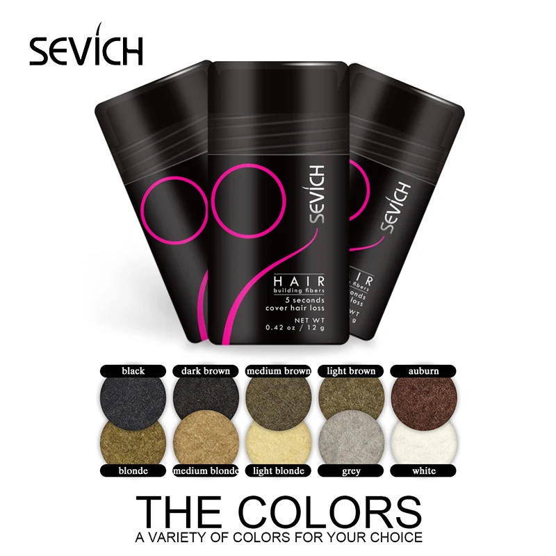 Sevich Hair Building Fibers 12g Keratin Regrowth Powder for Hair Loss Product Applicator Thinning Thickening Concealer Refill