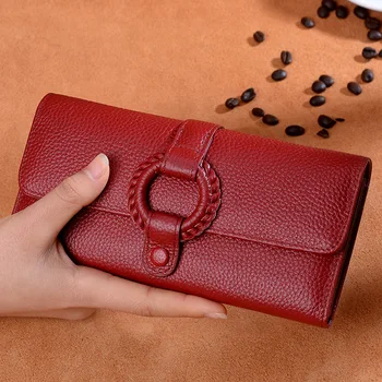 

Women's bag fashion brand creative design leather buckle clutch wallet 2020 new Korean version of ladies' leather clutch wallet