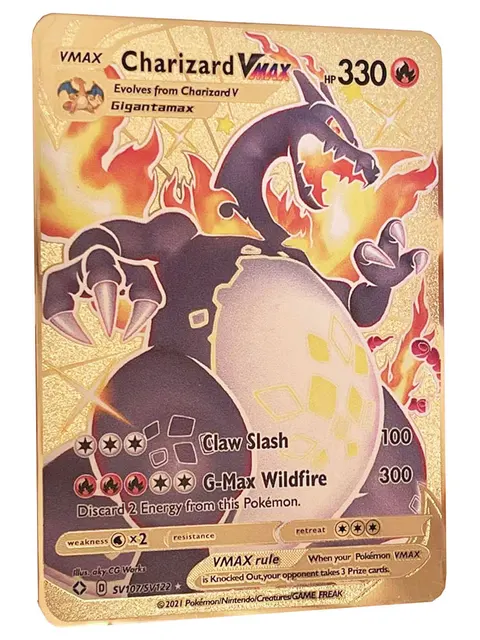 2021 New Pokemon Cards Metal Card V Card Pikachu Charizard Golden Vmax Card Collection Gift Kids Game Collection Cards Game Collection Cards Aliexpress