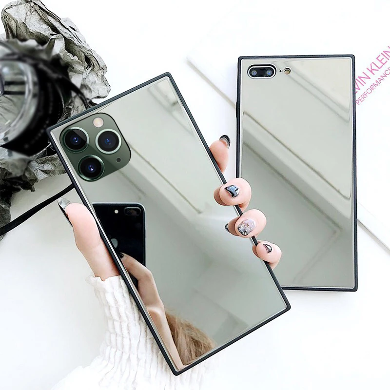 Mirror Glass Square Bumper Case For Iphone 13 Pro Max 12 Pro 11 13 Mini Xs Max X Xr Se 7 8 Plus Soft Silicone Frame Cover Mobile Phone Cases Covers Aliexpress