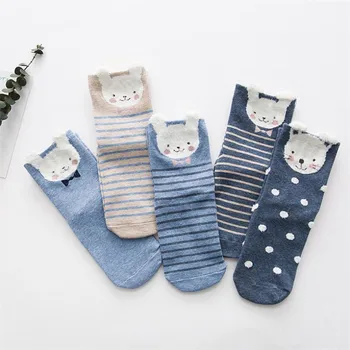 

New Arrival women cute cartoon socks 5pairs/lot autumn-winter lovely cotton sock lady and woman's funny socks