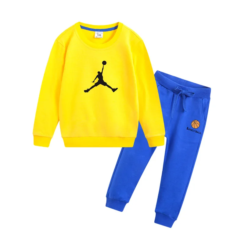 

Autumn New Style CHILDREN'S Sweater Sweatpants Sports Set Cotton Sweat Absorbing Breathable Long Sleeve Two-Piece Set Fashion