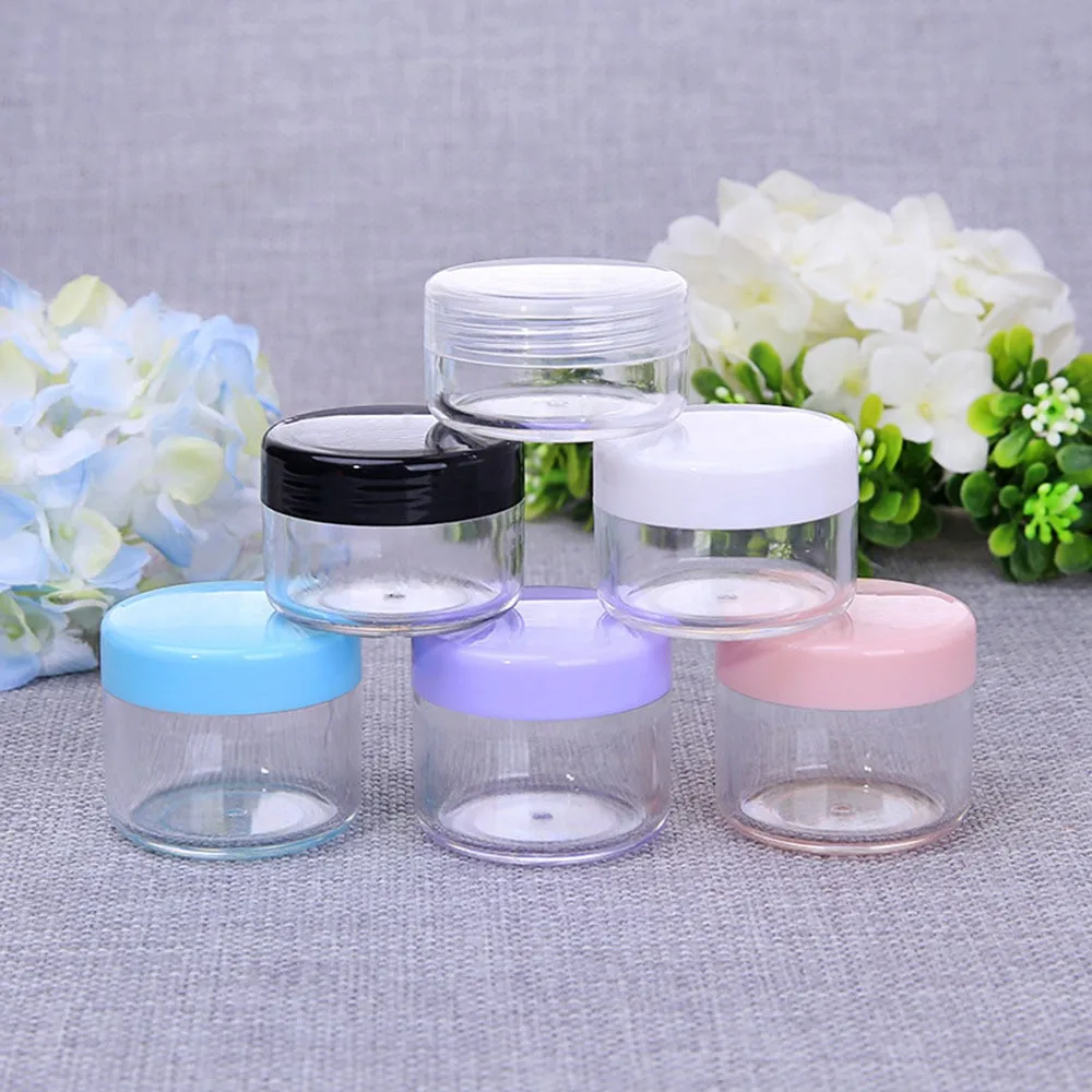 10g/15g/20g Empty Plastic Jar Box Makeup Nail Art Bead Storage Container Travel Portable Cosmetic Cream Pot Box Round Bottle 50g bottle cream candle jar nail art mask cream refillable makeup balm container cosmetic empty storage bottle pot box f5m8