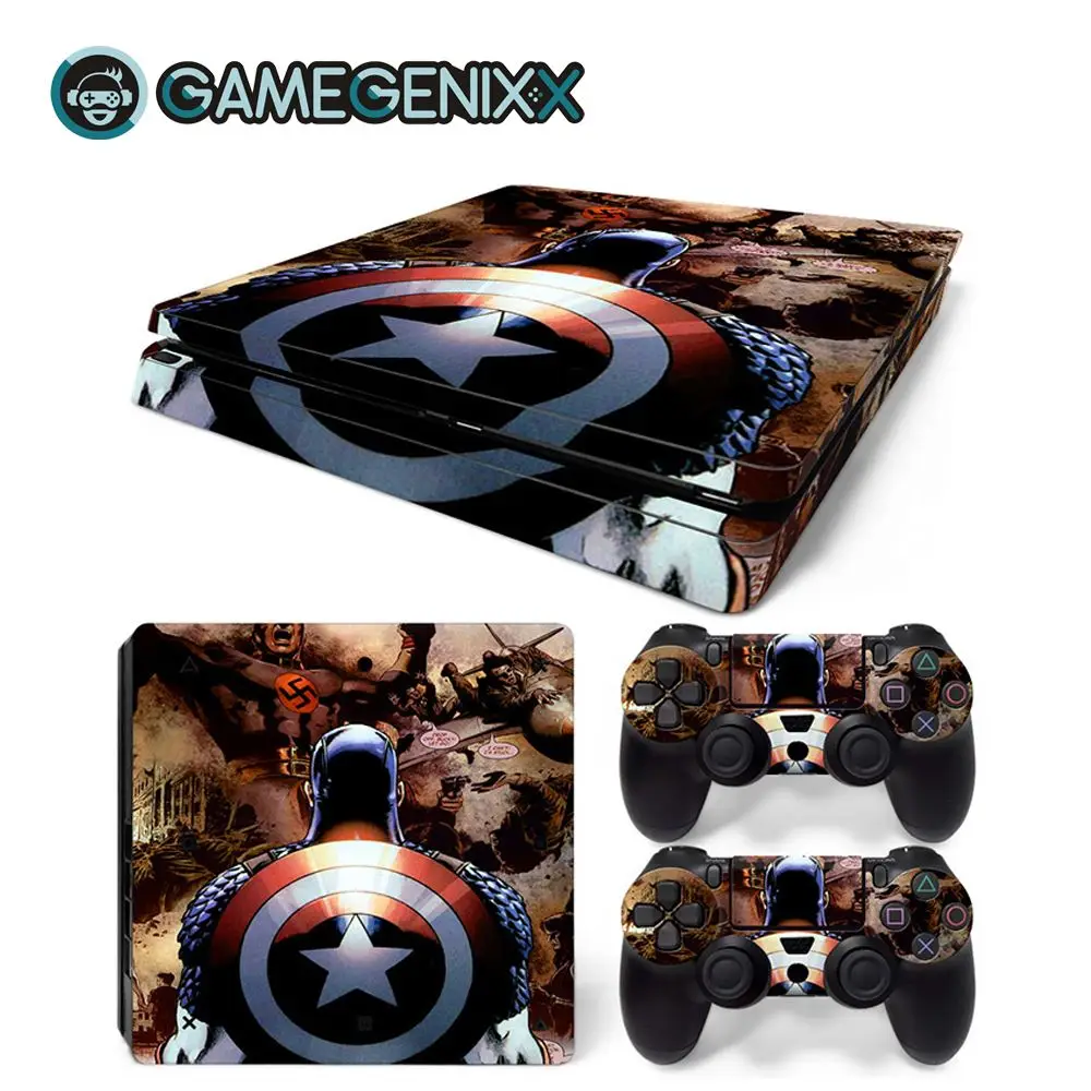 GAMEGENIXX Кожа Наклейка Защитная Наклейка Обложка полный набор для PS4 Slim консоли и 2 контроллеров-Капитан Америка