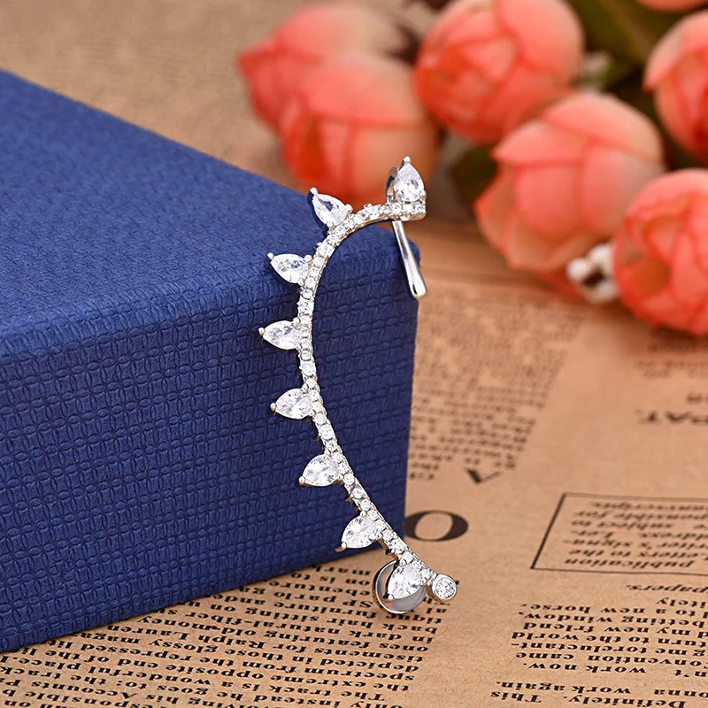 Модные Простые клипсы с блестящими кристаллами вечерние серьги в виде ушной