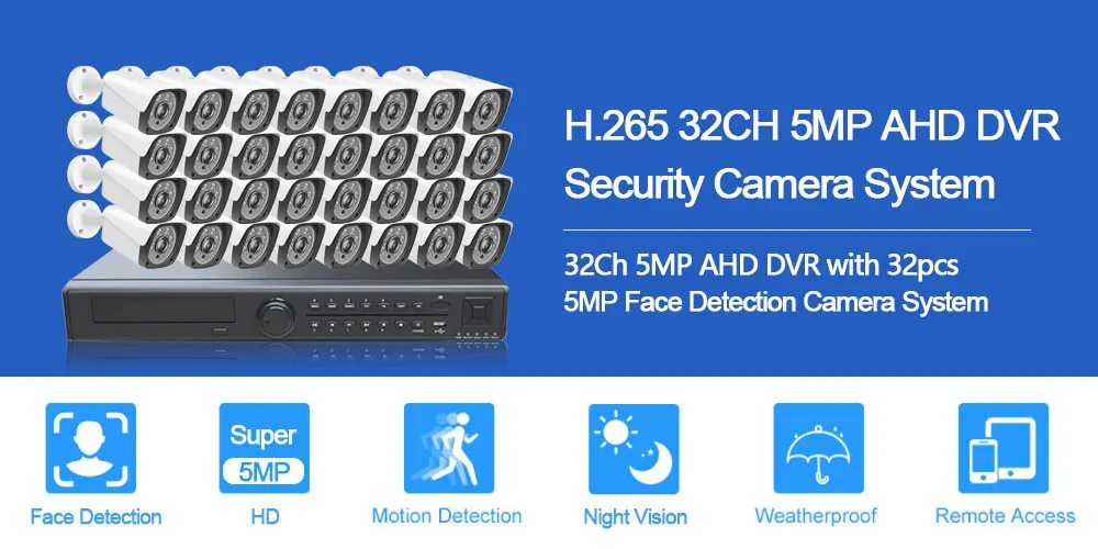 Hbe21c63f7b8b40d79cdb63d08babfe04e HD 32 Channel 2MP 5MP AHD DVR Kit 5MP Video Surveillance Security Outdoor Indoor Waterproof CCTV Camera System 32CH DVR System