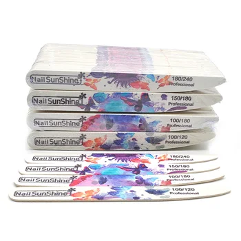 

New 100 Pcs/lot Colorful Wooden Nail Files Washable Polishing Nail Art File Buffer Sanding 100/120/180/240 Limas Pedicure Tools