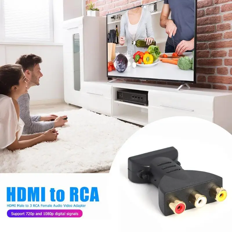 HDMI к 3 RCA папа женскому AV Scaler адаптер HD видео композитный конвертер коробка