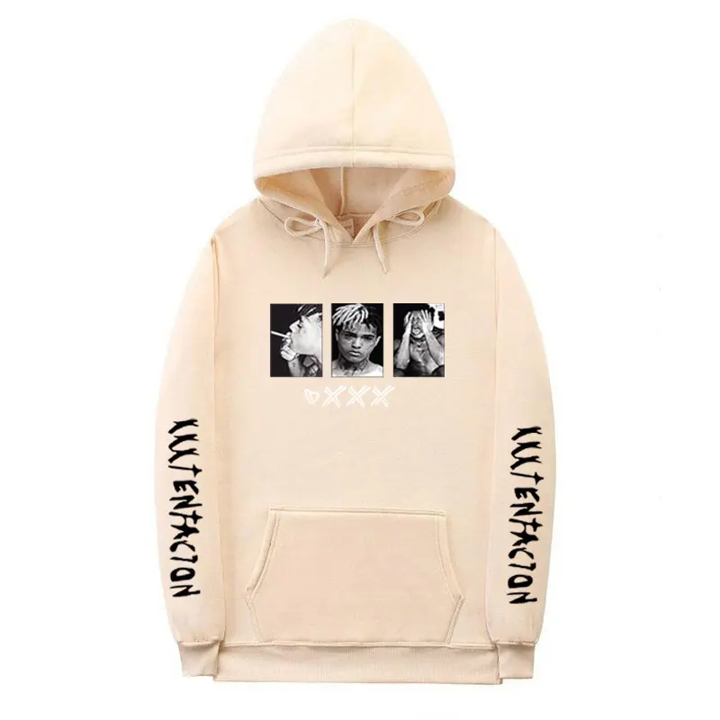 Khaki MS214 Rapper XXXTentacion флисовая толстовка с капюшоном, осенний и зимний Повседневный пуловер для мужчин и женщин, уличная толстовка, S-3XL - Цвет: Khaki MS214