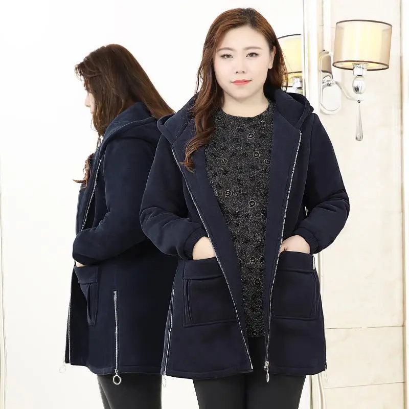 Женское осенне-зимнее пальто с длинным рукавом размера плюс 10XL 8XL 6XL, женская повседневная одежда с капюшоном, Женское зимнее теплое пальто - Цвет: blue