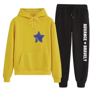 

n178 star print Female Outfits 2 Piece Set Plus Size Tracksuit Sportswear Sets for Women Pants Hoodies Top 2019 Summer Clothes
