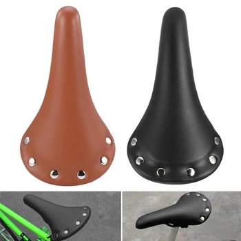 

New Retro Vintage Leather Bicycle Saddle Damping Classic Cycling Seat Cushion Pad Rivets Waterproof LMH66