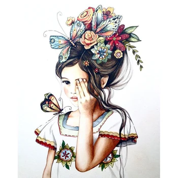 

Diamond Painting Full Square Drill Mosaic Cross Stitch Diamond Embroidery Girl Cover One Eye Resin 5D DIY
