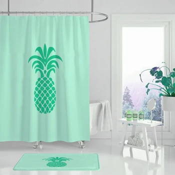 

Fruit curtain for bathroom tropical shower curtain polyester fiber fabric waterproof green bathroom leafy shower curtain