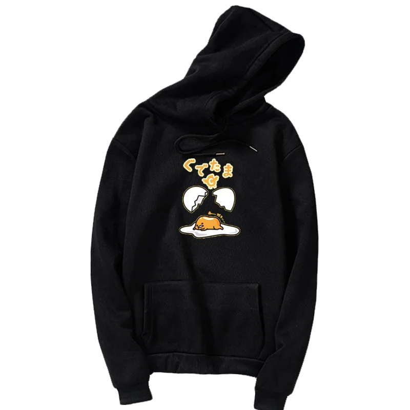 hoodies black 9 Мультяшка Гудетама Толстовка Harajuku Осень-зима длинный рукав плюс бархат Корейская одежда новые толстовки женские Kawaii Camiseta Muje - Цвет: hoodies black 9