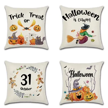 

Happy Halloween Festival Trick or Treat Cushion Covers Cartoon Candy Pumpkin broom Pillow Cases Sofa Chair Deocration