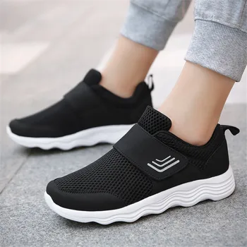 

Men's Casual Shoes Mesh Comfortable Elderly Women Shoes Walking Light Footwear Flat Non-Slip Hook & Loop New Man Fashion Sneaker
