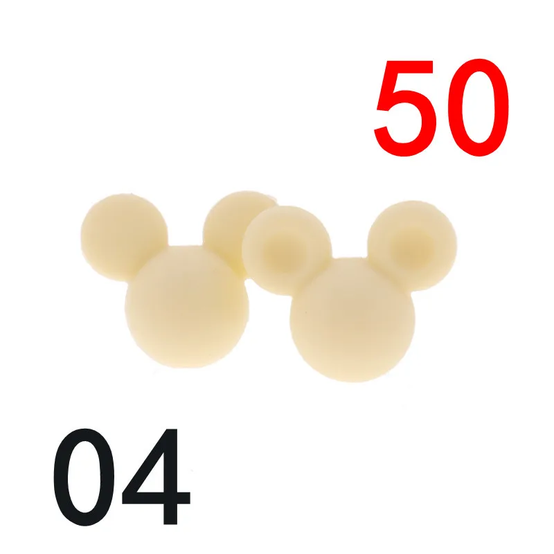 MIKY04 ATOB, 50 шт., пищевого качества, силиконовые бусины, мышь, милые Мультяшные животные, Детские бусины для прорезывания зубов, BPA бесплатно, жевательные Силиконовые Детские Прорезыватели - Цвет: MIKY04