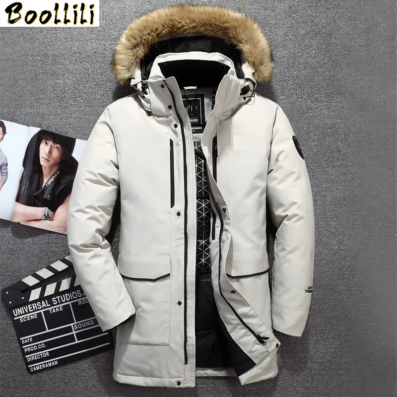 2020 New Down Parka Men Winter Jacket Men's High Quality Fur Collar Hooded Coat Warm Thick Long Coats -30.C Plus Size 2XL | Мужская