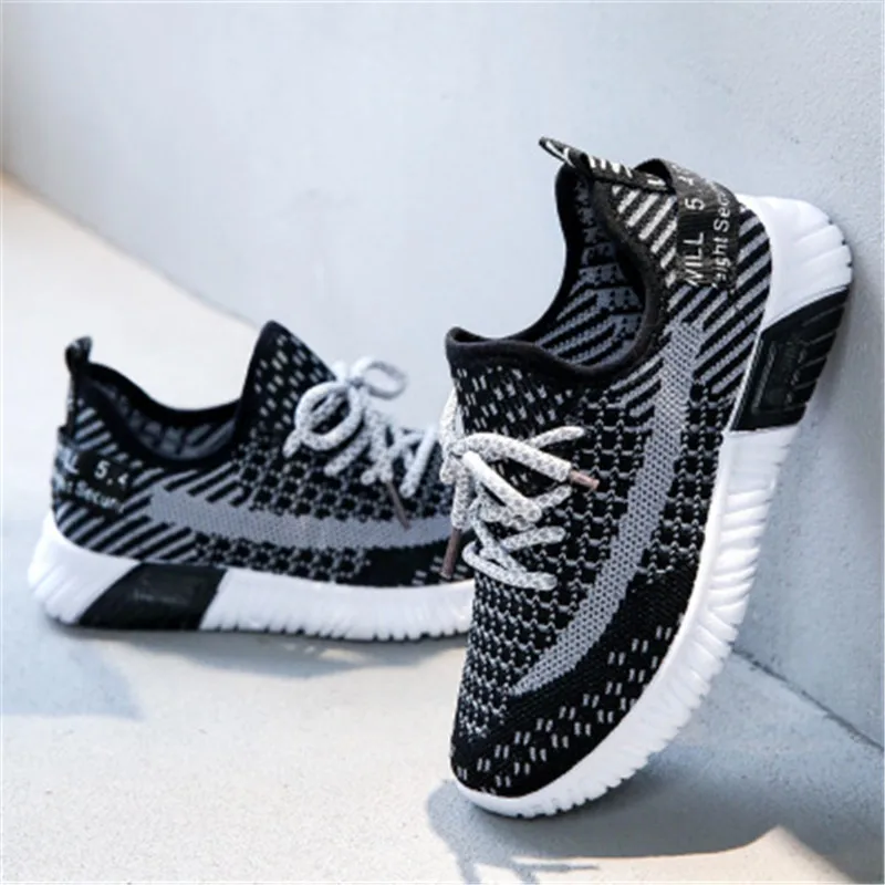 Xiaying autumn new children sports shoes girl casual shoes boy flying woven breathable running shoes boy student shoes 111