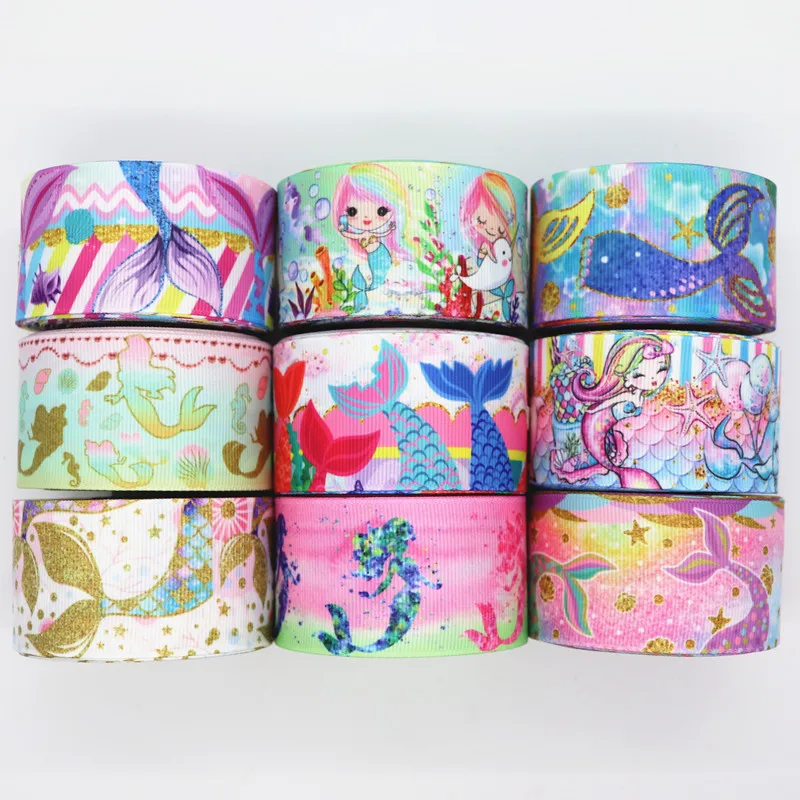 5 Yards 1.5'' 38MM Fish Tail/Mermaid Printed Grosgrain Ribbons For Hair Bows DIY Handmade Materials Y19082001 | Дом и сад