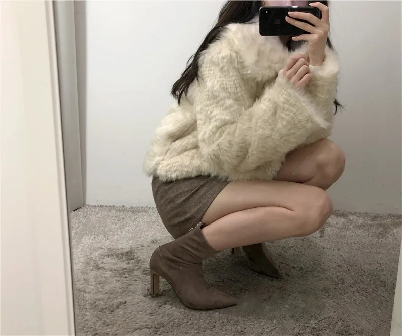 Женское зимнее плотное пальто, теплое, длинный рукав, отложной воротник, Kawaii, милое, Harajuku, свободное, элегантное, корейское, винтажное, повседневная куртка