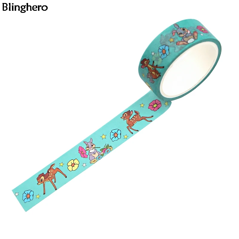 Blinghero 15 мм X 5 м мультяшный Бэмби васи клейкая лента милый олень кролик клейкие Ленты Kawaii маскирующая лента подарок для друзей BH0404