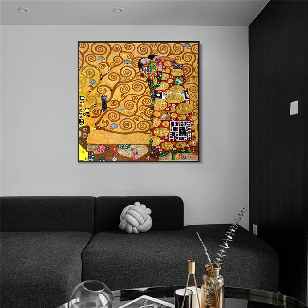 

Classic Fulfillment By Gustav Klimt Reproduction Oil Painting on Canvas Art Posters and Prints Wall Picture for Living Room