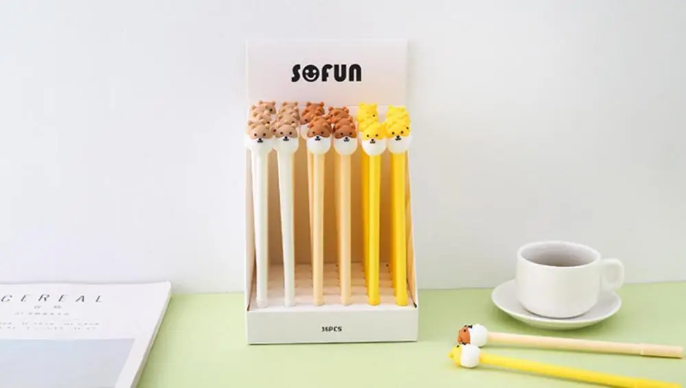 ZF2002 many design cat dog bear monkey christmas Doughnut ice cream penguin frog panda gel pen cartoon black neutral pen 0.5mm 36pc/lot - Цвет: ZF2002