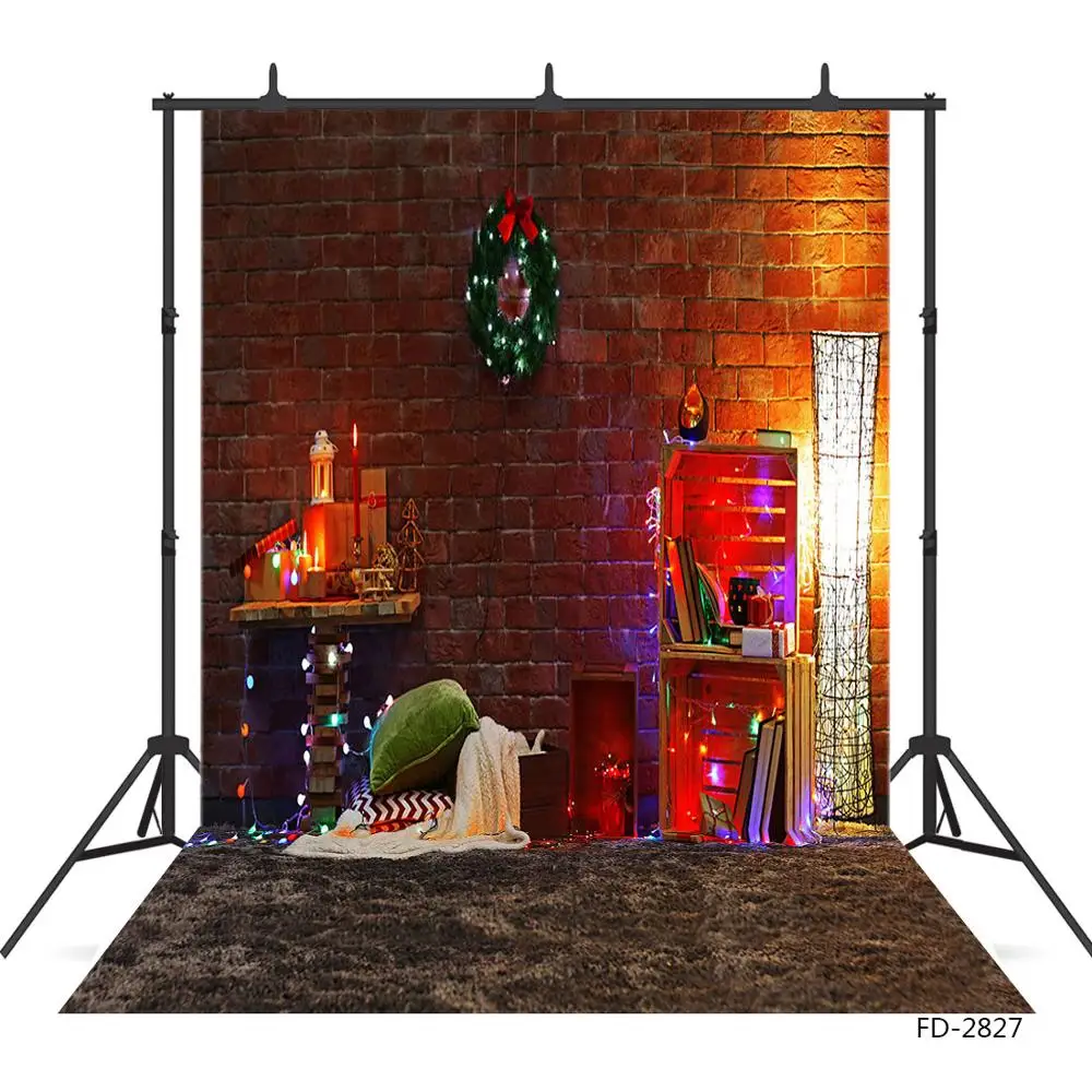 Красная кирпичная стена венок ковер Рождество фон для фотосъемки Виниловый