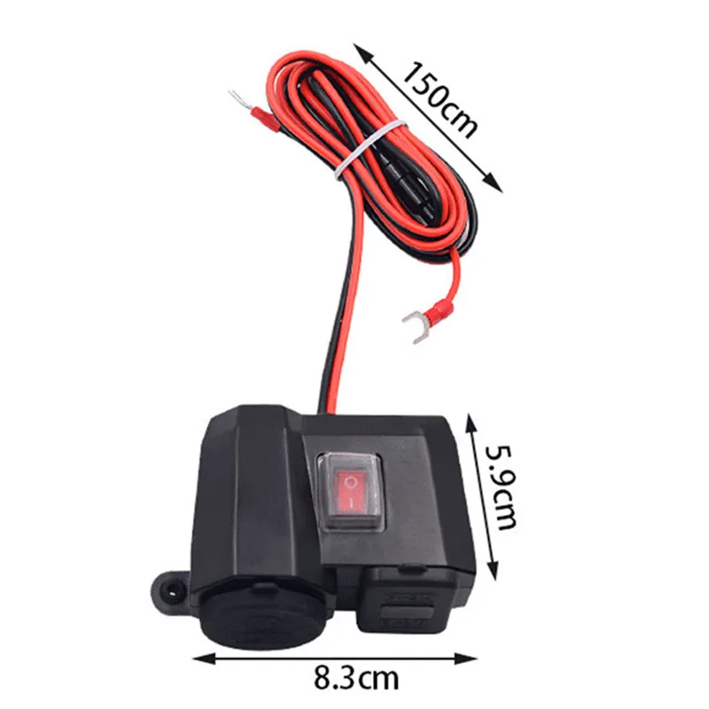 DC12V мотоцикл двойной USB зарядное устройство водонепроницаемый прикуриватель вставляемый в розетку вольтметр адаптер