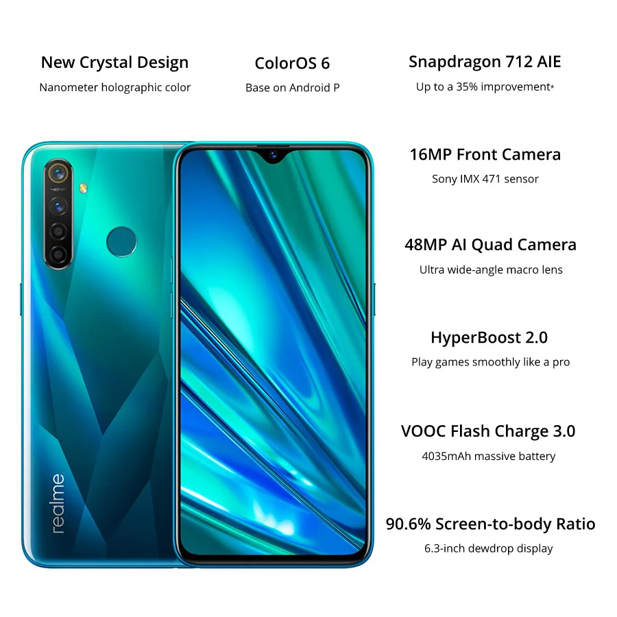 Оригинальный EU версия REALME 5 pro мобильный телефон 6 3 &quot4/8 GB Оперативная память 128 Гб