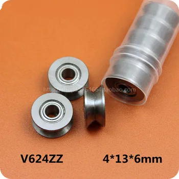 

10Pcs 624zz 4mm High-carbon Steel V-Groove Pulley Sealed Ball Bearings Wire Guide Pulley Wheels Roller Hot Low Price