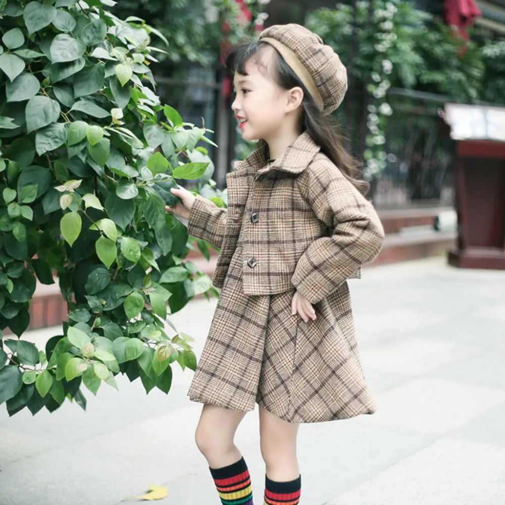 Детская Зимняя шерстяная куртка; зимнее однотонное ветрозащитное пальто с длинными рукавами для маленьких девочек; теплая верхняя одежда; куртка;#3S23